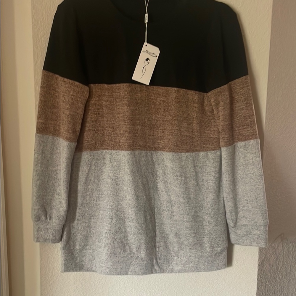 Colorblock Men's Sweater - Black, Brown, and Gray